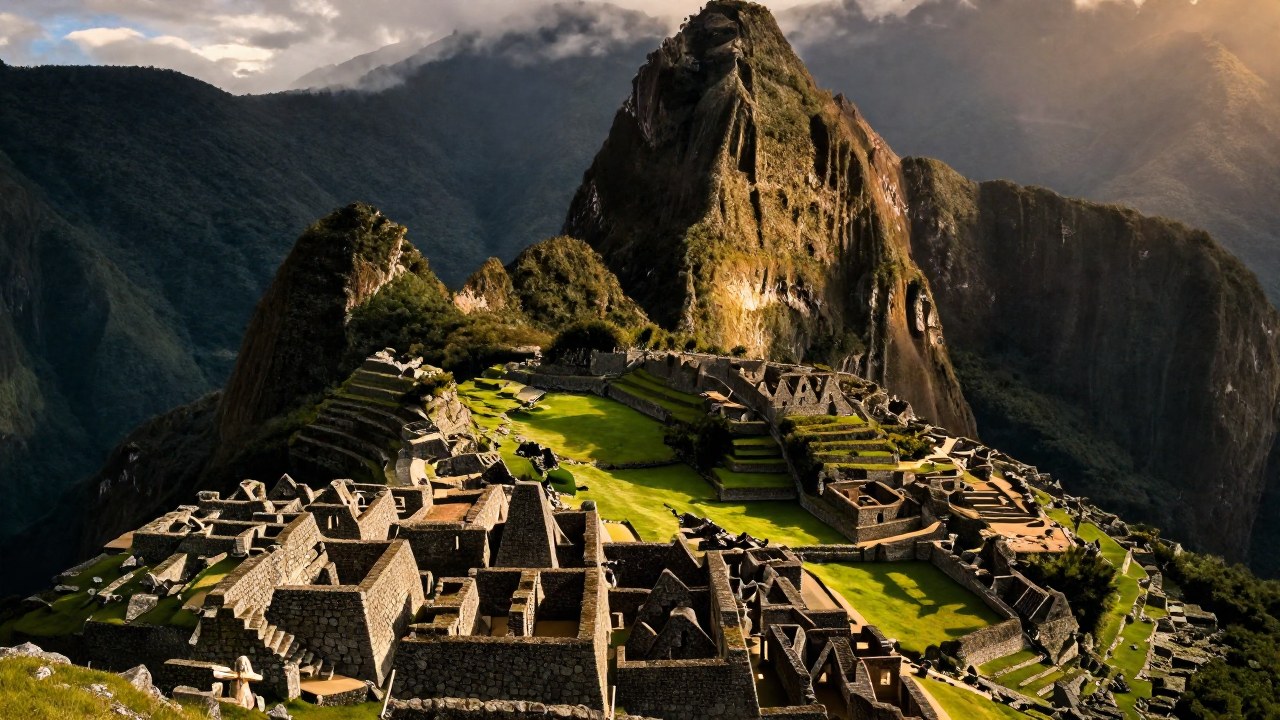 Ruinas monumentales de Machu Picchu enclavadas en la majestuosa cordillera andina.