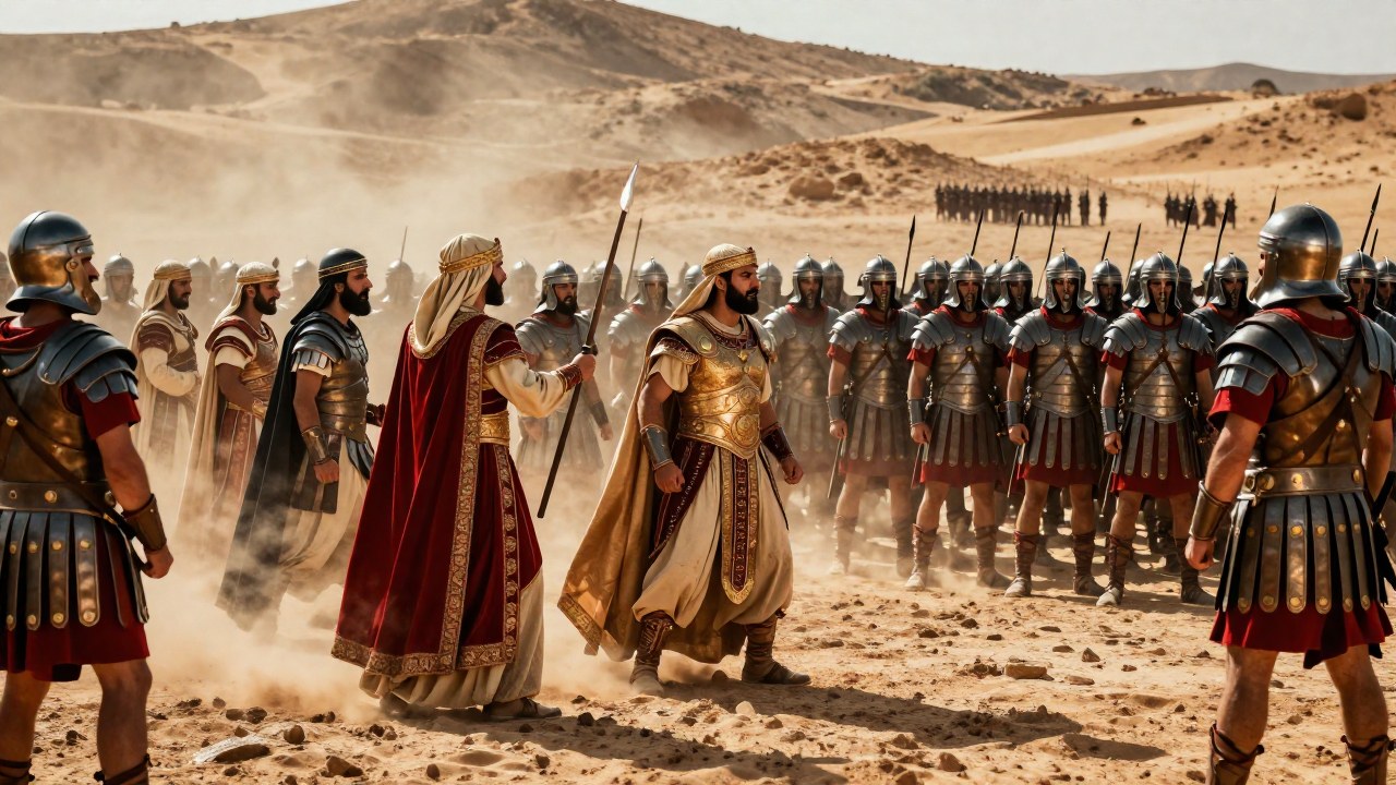 Enfrentamiento militar entre las fuerzas del Imperio Palmireno y las legiones romanas en antigua Siria.